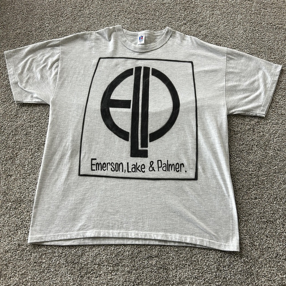 Vintage Emerson Lake & Palmer Shirt Mens XL Gray Band Tee T-Shirt Russell USA
